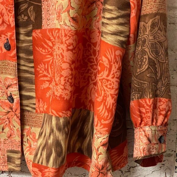 Vintage Fall Inspired short sleeve shirt blouse button-up Size L - Picture 4 of 9